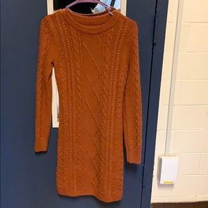 A fitted sweater dress